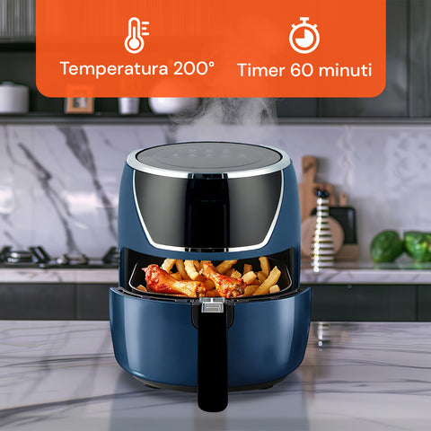 Friteuse à Air 5l 1500w Température 80-200°C Avec Minuteur Et Écran Led