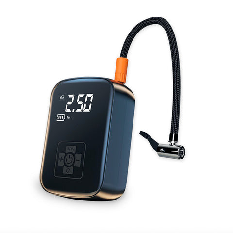 Draagbare elektrische pomp met zaklamp en lcd-display voor auto en fiets