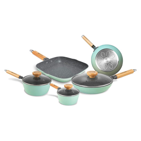 Set de 3 poêles, 2 casseroles et 3 couvercles pour plaque à induction