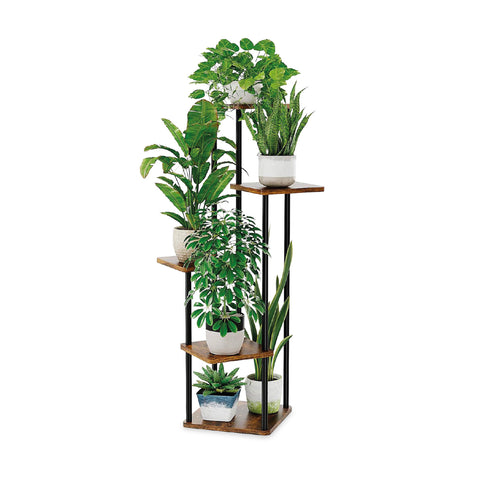 Porte-pots à 5 niveaux en acier et MDF, étagère porte-plantes 106 cm