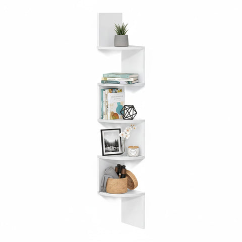 Étagère d'angle blanche à 5 niveaux, gain de place, pour la maison