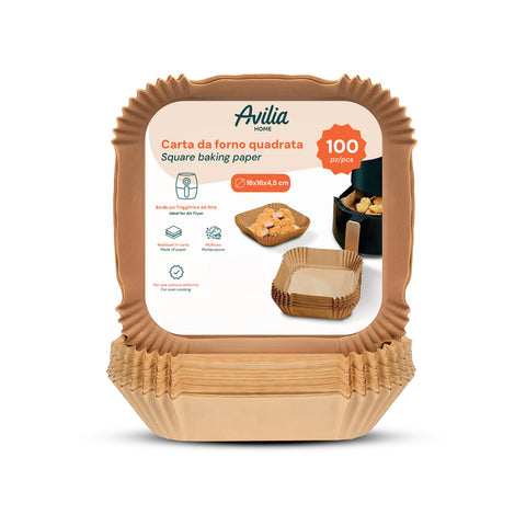 Lot de 100 pièces de papier cuisson pour friteuse à air - Imperméable et résistant à la chaleur