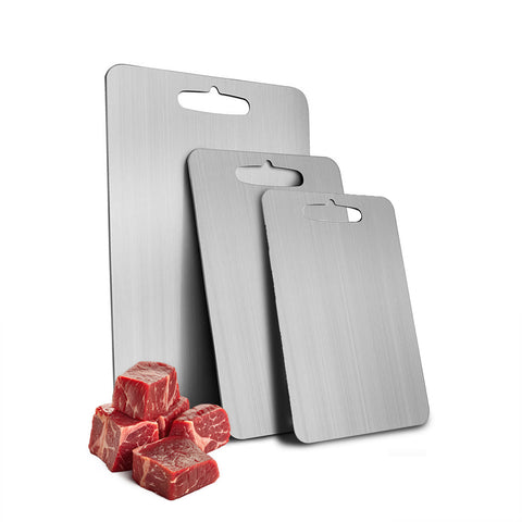 Set de 3 planches à découper réversibles de différentes dimensions en acier inoxydable antirouille