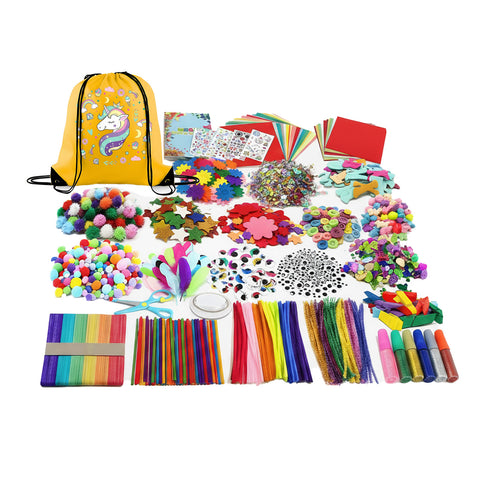 Creatieve set voor kinderen van 4–12 jaar met een eenhoornrugzak en 100+ onderdelen
