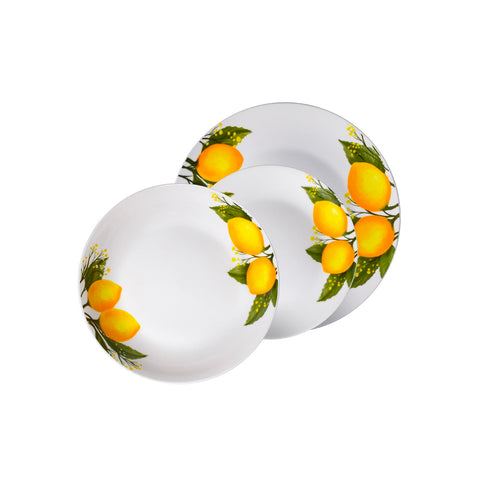 Service de table 18 pièces en porcelaine avec citrons