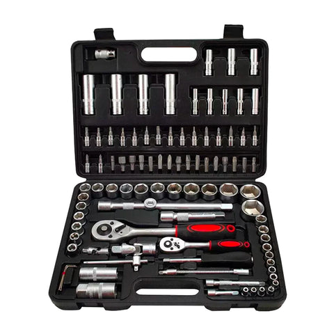 Set 94 Outils de Travail en Chrome Vanadium avec Mallette – Mécanique Professionnelle Complet de Cliquet, Douilles, Embouts et Rallonges