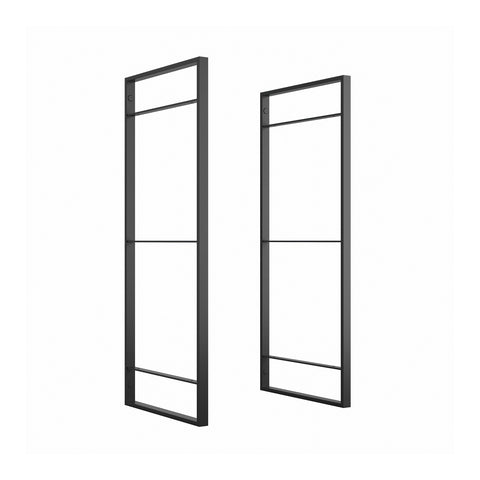 Ensemble de 2 structures verticales pour composer une étagère murale en acier 83x35cm noire