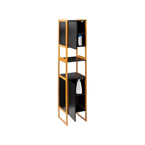 Colonne de rangement de salle de bains à 2 portes 33x33x170cm noire