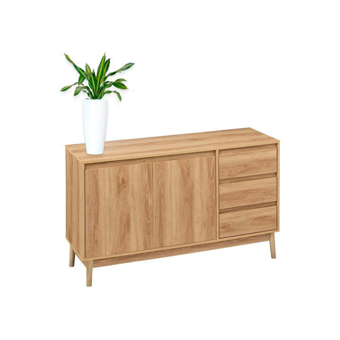 Dressoir met 3 laden, natuurlijk eikeneffect, 39x76x120 cm