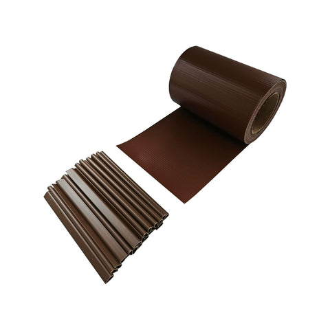 Inkijkwering voor balkon en tuin van pvc 19x3500 cm bruin
