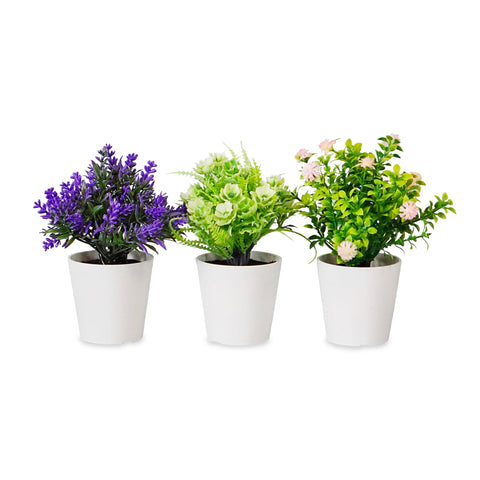 Set van 3 kunstplanten voor binnen met moderne potten voor thuis of op kantoor