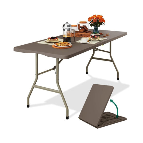 Table pliante en valise 74x76x183cm noyer
