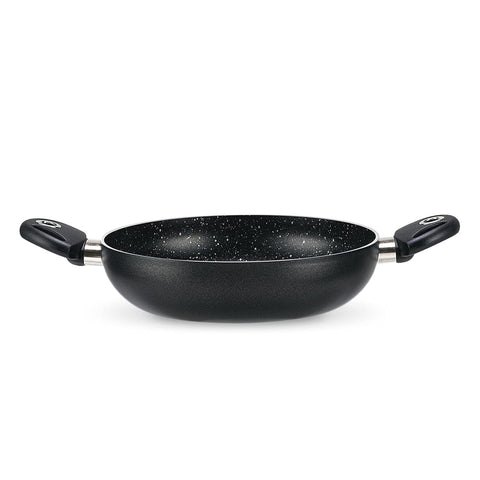 Sauteuse antiadhésive effet pierre 28cm avec minéraux et fond inox
