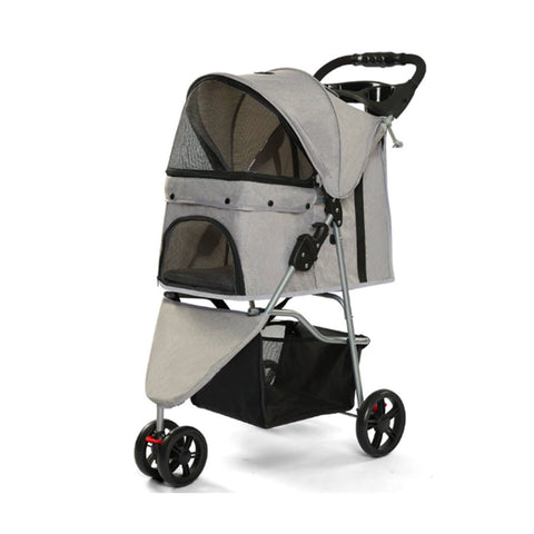 Poussette pour Chiens et Chats Pliable, Charge Maximale 15 kg, avec Cabine Transparente - en Acier et Tissu Oxford avec Porte-Gobelet et Panier de Rangement