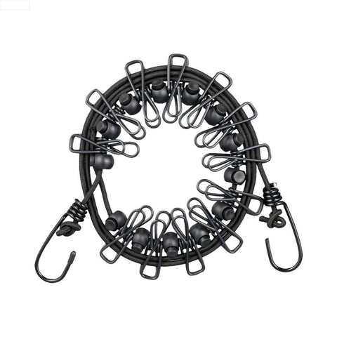 Étendoir à linge de voyage avec 12 pinces – corde élastique de 2 mètres