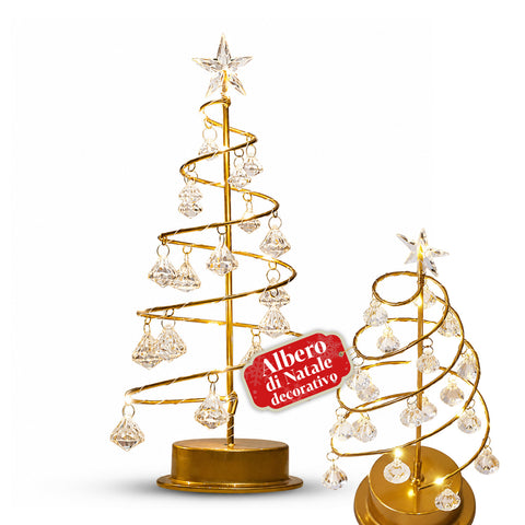 Sapin de Noël lumineux de table avec fil de cuivre et cristaux