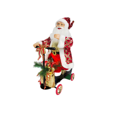 Bewegende kerstman op scooter met ledverlichting