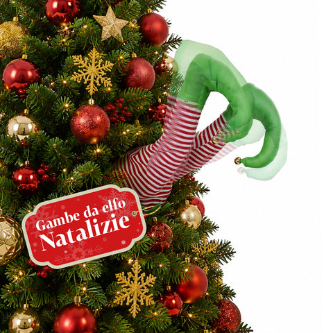 Kerstman vast in de boom met bewegende benen en muziek