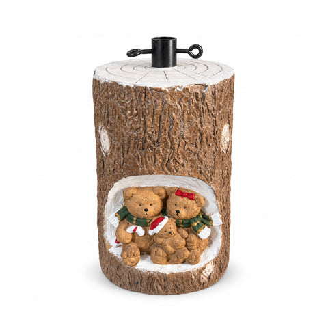 Kerstboomvoet voor boomstammen met bewegende leds en 3D-figuren voor bomen tot 180 cm – ijzeren en magnesium boombeschermvoet met bevestiging Ø 4 cm