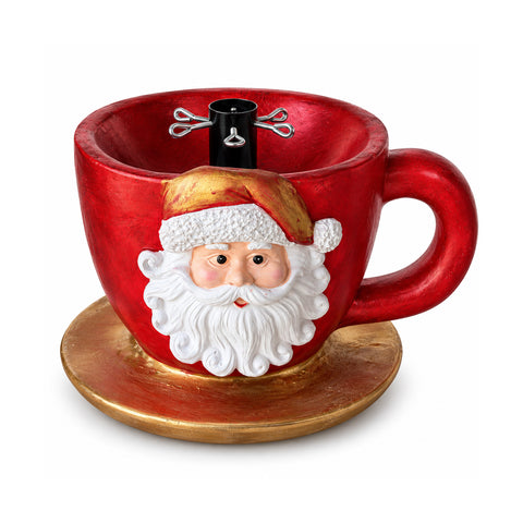 Pied de sapin de Noël en forme de tasse avec Père Noël en relief, trou universel de 4 cm, pour troncs jusqu’à 180 cm, poids 6 kg