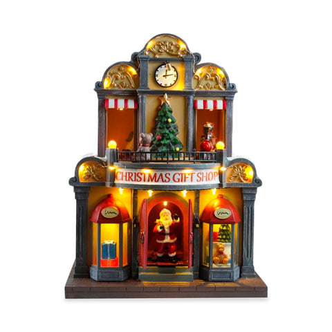 CrystalWood - Maison animée du Père Noël – Lumières LED, musique et mouvement