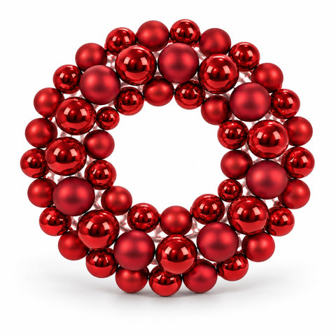 Kerstkrans met rode ballen Ø35 cm, decoratie voor deur en muur, met glanzend en mat effect voor kerstversiering