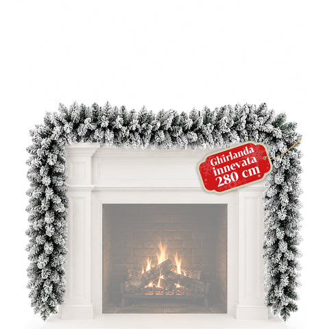 Guirlande de Noël enneigée 280 cm avec branches modelables en PVC