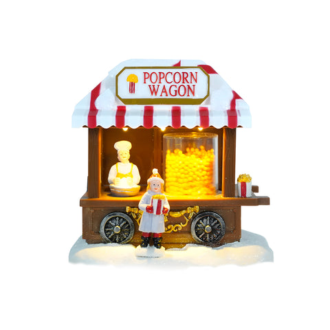 Bewegende kerstpopcornwinkel met ledverlichting