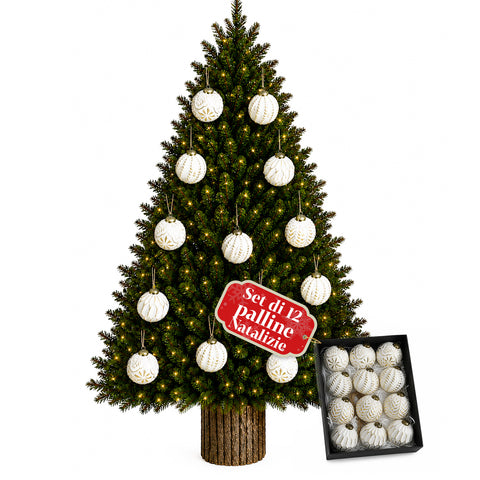 Lot de 12 boules de Noël de 8 cm, style ancien, 2 couleurs