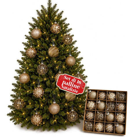 saint joy palline di natale set 16 pezzi assortiti a6 cm oro o argento ean 8050043128249