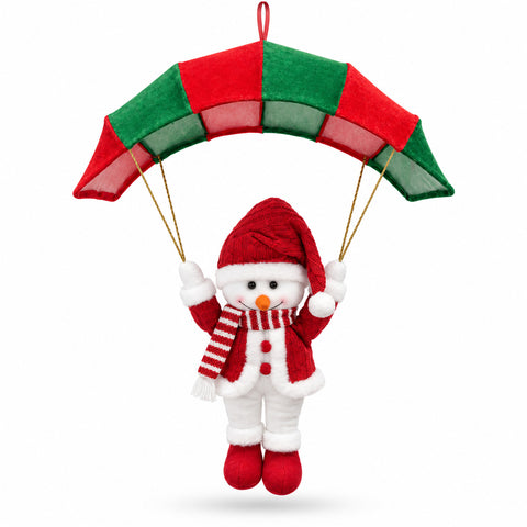 Op te hangen kerstparachute 80 cm met kerstfiguur, 4 figuren