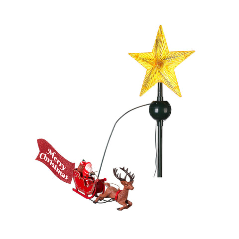 Cimier pour sapin de Noël avec étoile et traîneau rotatif