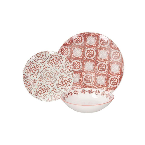 Set van 18 porseleinen borden Coral