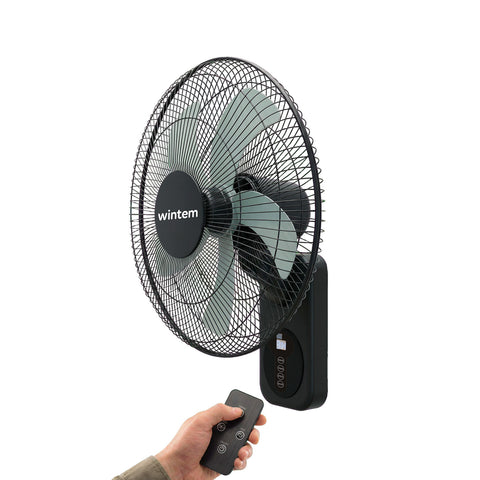 Barrow Ventilateur mural noir 40cm 60W - 8 vitesses avec télécommande et minuterie 9h - Oscillation à 120° et inclinaison à 30°