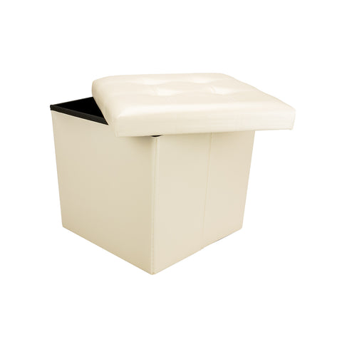 Opvouwbare witte Kergur-poef 38x38x38cm