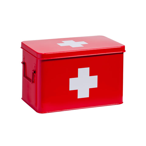 Trousse de premiers secours rouge en métal