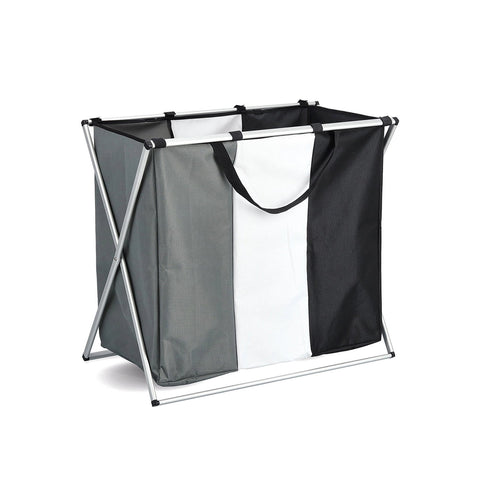 Opvouwbare wasmand met 3 vakken van canvas
