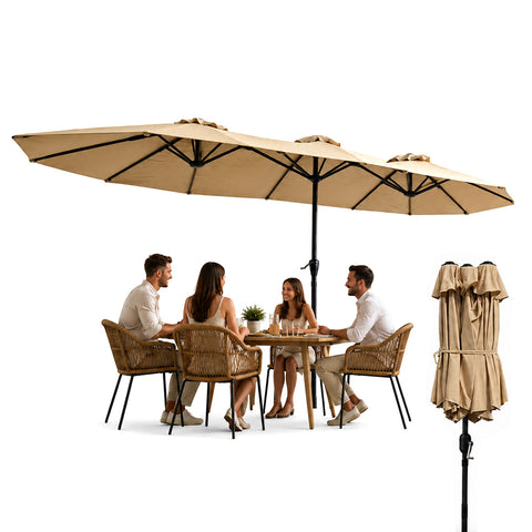 Parasol de jardin ovale XXL 460x270 en acier au carbone et toile en polyester - hauteur 2,45m (base NON incluse)
