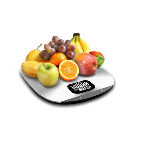 Keukenweegschaal van staal, 5 kg – ultracompact, lcd-display, tarrafunctie