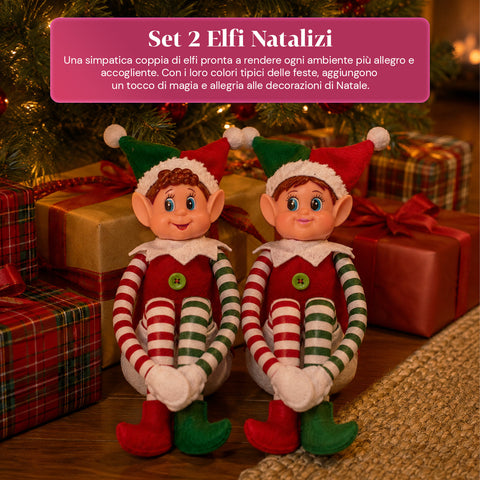 saint joy elfi di natale set 2 pezzi flessibili h40 cm 2 fantasie ean 8050043128430