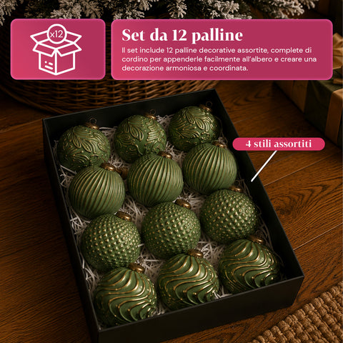 saint joy palline di natale set 12 pezzi a8 cm stile antico 2 colori ean 8050043128263