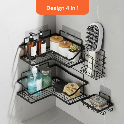 avilia home kit 4 mensole adesive da parete in metallo con ganci senza fori ean 8052879010996