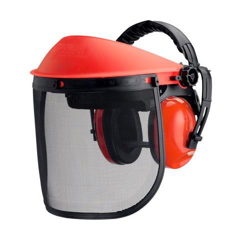 Casque antibruit avec visière métallique pour débroussailleuse SNR 22db
