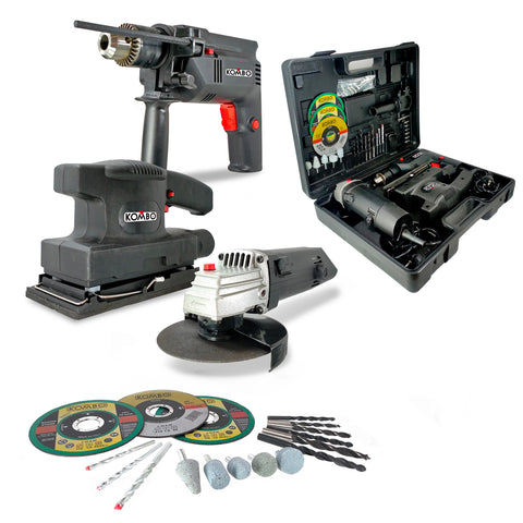Set met schroevendraaier, slijper en schuurmachine met koffer en 50 accessoires 500 W