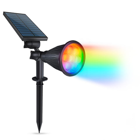 Spot LED solaire Round 2 modes RGB avec piquet 7w