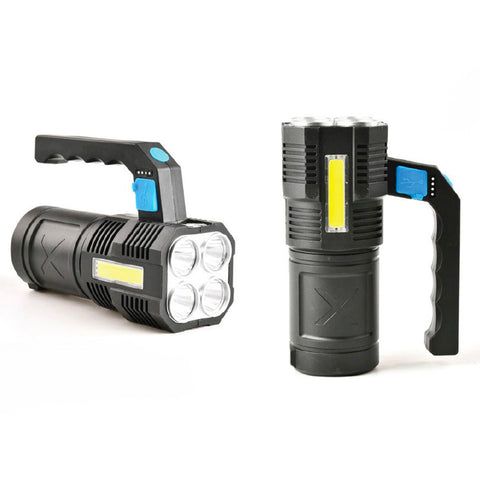 Campingzaklamp met 4 leds, 180 lm, zijlicht van 150 lm, oplaadbaar via USB