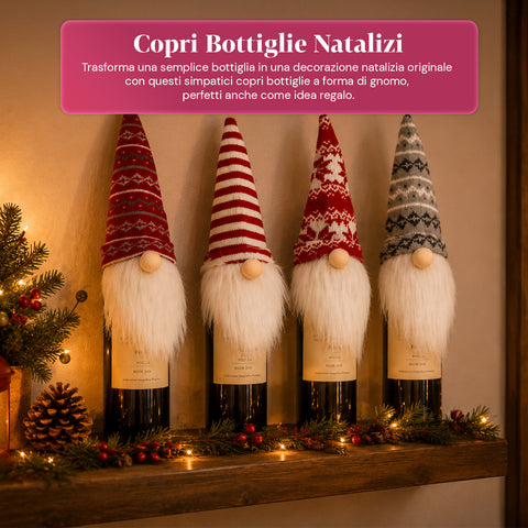 saint joy copribottiglia natalizio gnomi set 4 pezzi con cappello in lana ean 8050043127945