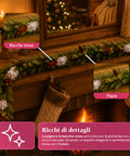 saint joy festone natalizio 150 cm con pigne e bacche rosse rami modellabili ean 8050043127976
