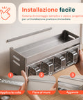 avilia home organizer in acciaio con 4 contenitori estraibili e ripiano superiore 35x105x12 cm portata 10 kg ean 8052879011559