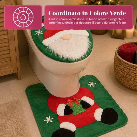 saint joy copriwater natalizio set 2 pezzi babbo natale con tappeto verde ean 8050043128034